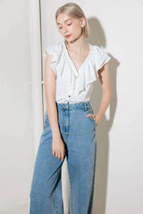 MADE FOR ROMANCE OFF WHITE WOVEN TOP - Flying Tomato - Flyclothing LLC