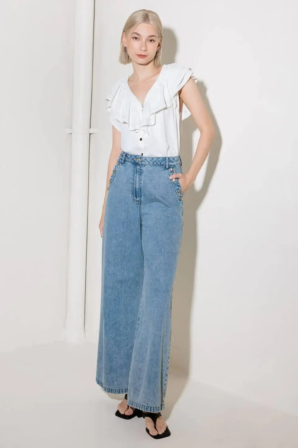 MADE FOR ROMANCE OFF WHITE WOVEN TOP - Flying Tomato - Flyclothing LLC
