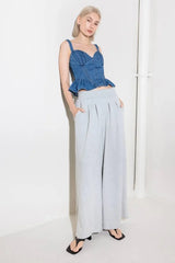 WHISPER SOFTLY BLUE DENIM TOP - Flying Tomato - Flyclothing LLC