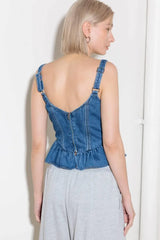 WHISPER SOFTLY BLUE DENIM TOP - Flying Tomato - Flyclothing LLC