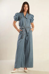 ETERNAL SUNSHINE CHAMBRAY DENIM TOP - Flying Tomato - Flyclothing LLC