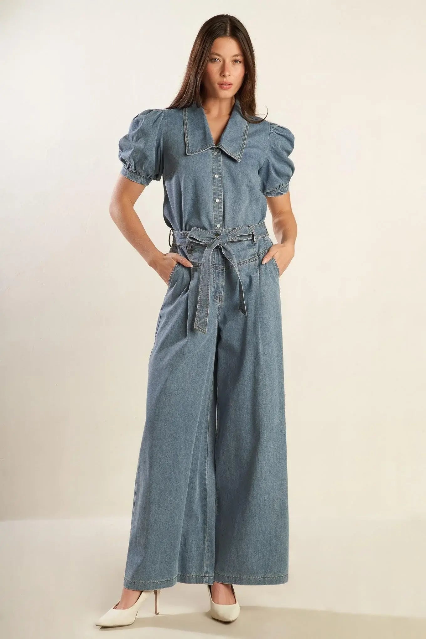 ETERNAL SUNSHINE CHAMBRAY DENIM TOP - Flying Tomato - Flyclothing LLC