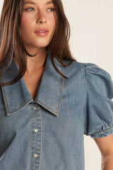 ETERNAL SUNSHINE CHAMBRAY DENIM TOP - Flying Tomato - Flyclothing LLC