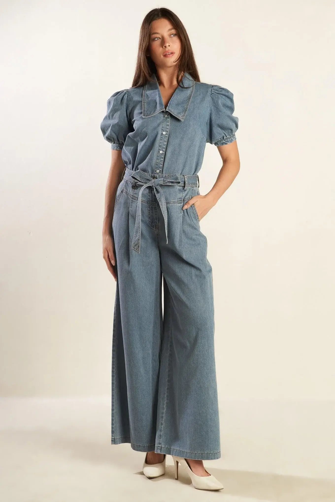 ETERNAL SUNSHINE CHAMBRAY DENIM TOP - Flying Tomato - Flyclothing LLC