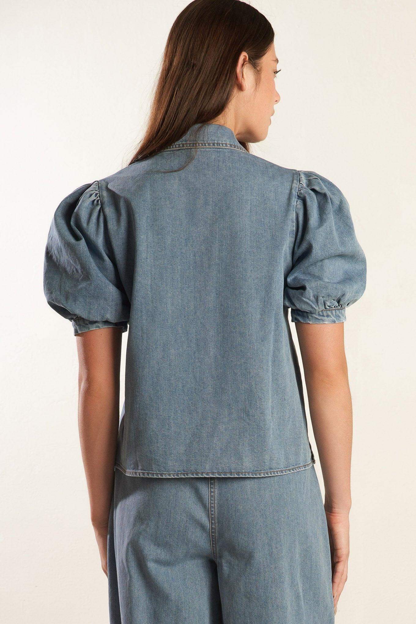 ETERNAL SUNSHINE CHAMBRAY DENIM TOP - Flying Tomato - Flyclothing LLC