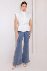 ON CLOUD NINE WHITE WOVEN TOP - Flying Tomato - Flyclothing LLC