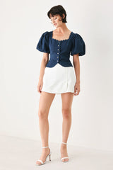 NEVER ORDINARY WHITE WOVEN TOP