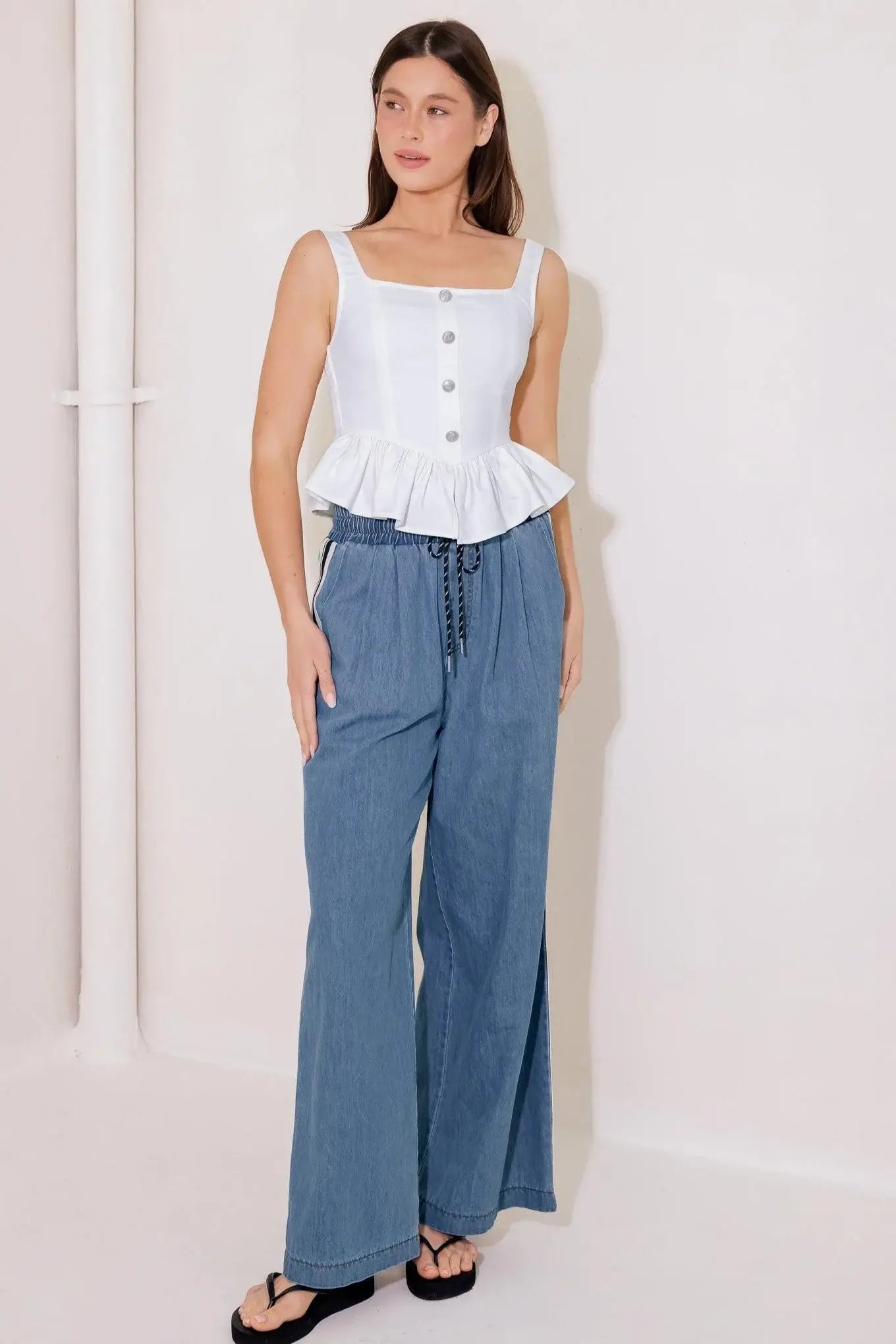 IN THIS MOMENT WHITE WOVEN TOP - Flying Tomato - Flyclothing LLC
