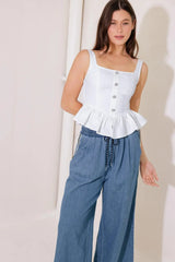 IN THIS MOMENT WHITE WOVEN TOP - Flying Tomato - Flyclothing LLC