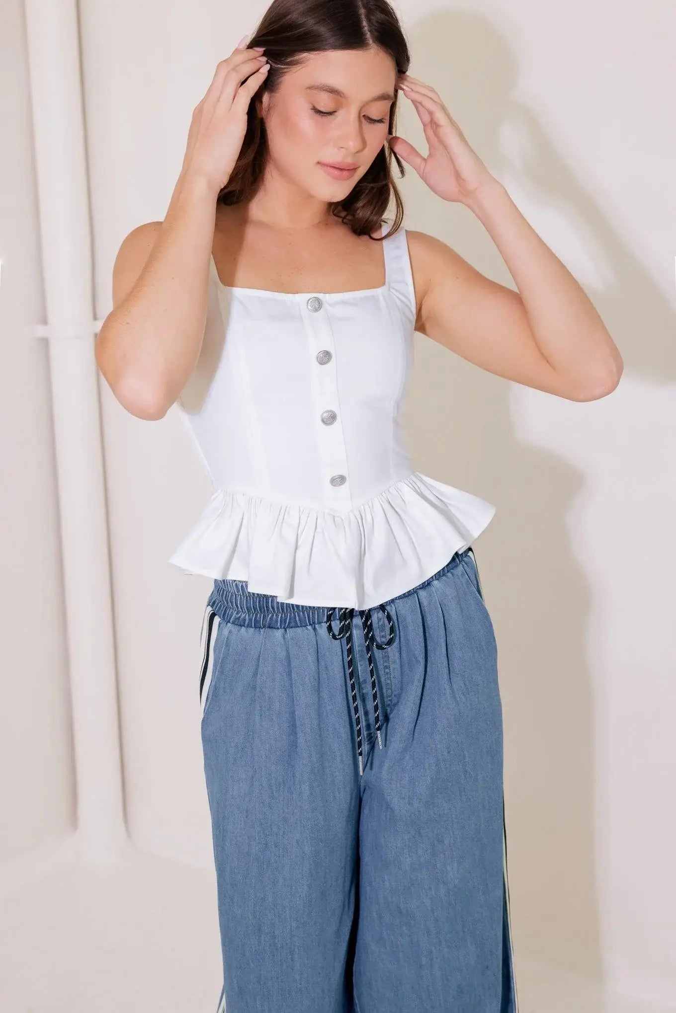 IN THIS MOMENT WHITE WOVEN TOP - Flying Tomato - Flyclothing LLC