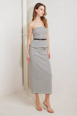 WINDING PATH STRIPED WOVEN TUBE TOP - Flying Tomato - Flyclothing LLC