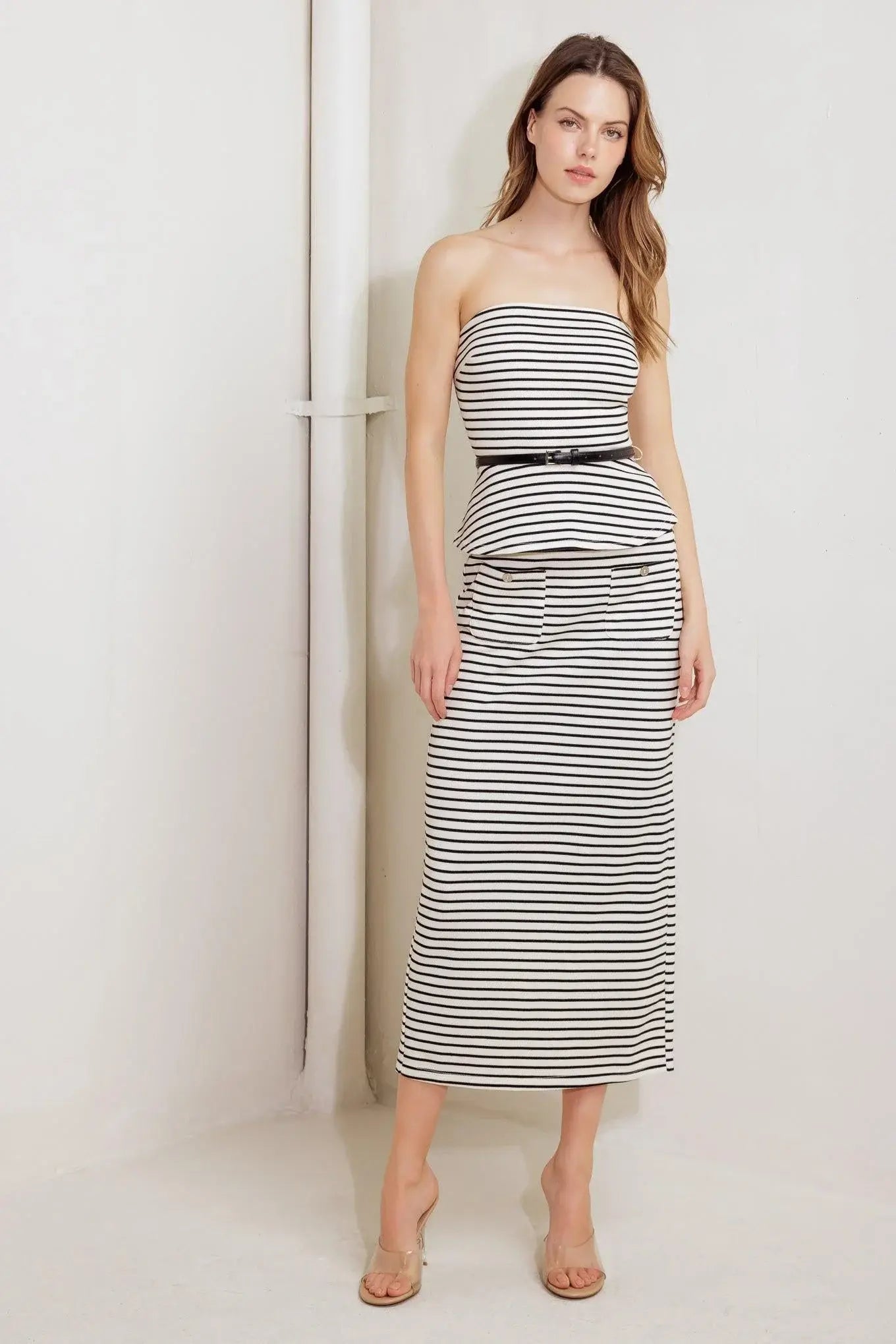 WINDING PATH STRIPED WOVEN TUBE TOP - Flying Tomato - Flyclothing LLC