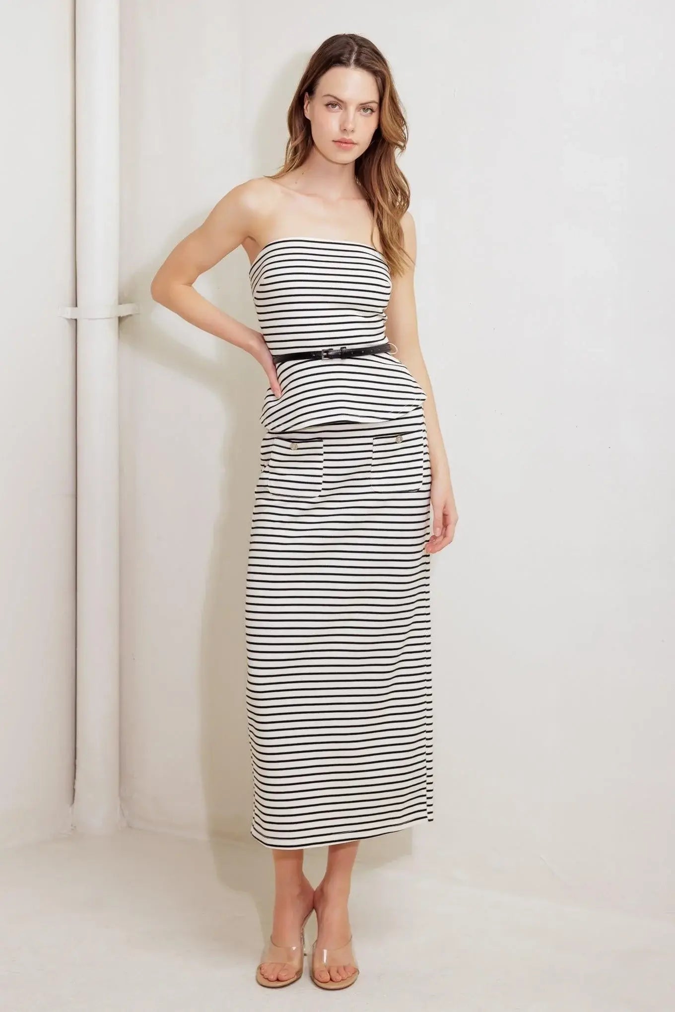 WINDING PATH STRIPED WOVEN TUBE TOP - Flying Tomato - Flyclothing LLC