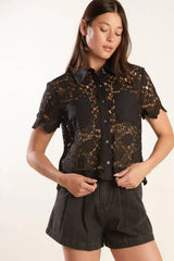 DREAM OF THE FLEET WOVEN LACE TOP - Flying Tomato - Flyclothing LLC