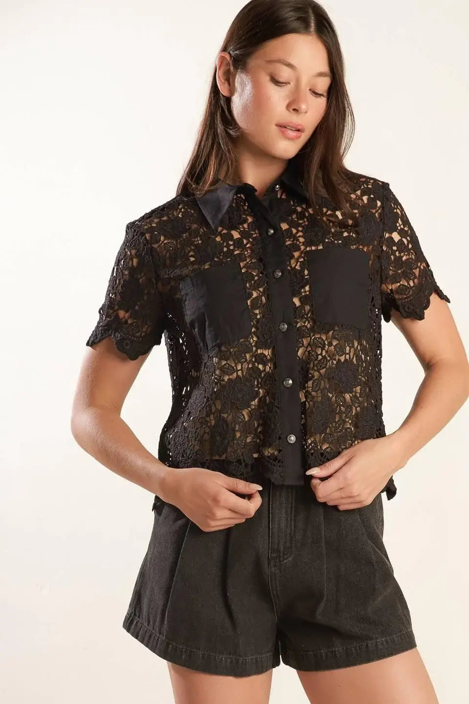 DREAM OF THE FLEET WOVEN LACE TOP - Flying Tomato - Flyclothing LLC