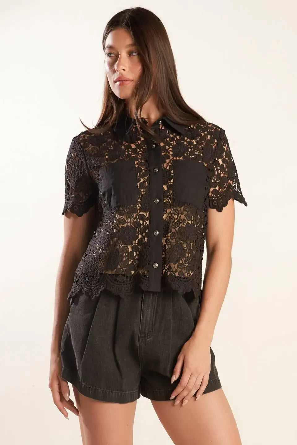 DREAM OF THE FLEET WOVEN LACE TOP - Flying Tomato - Flyclothing LLC