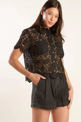 DREAM OF THE FLEET WOVEN LACE TOP - Flying Tomato - Flyclothing LLC