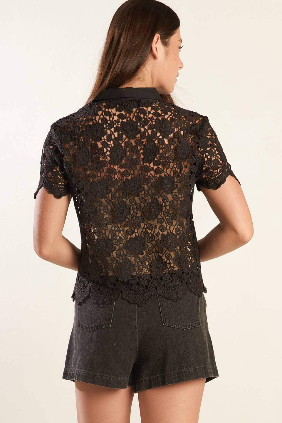 DREAM OF THE FLEET WOVEN LACE TOP - Flying Tomato - Flyclothing LLC