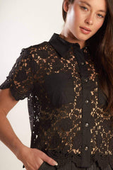 DREAM OF THE FLEET WOVEN LACE TOP - Flying Tomato - Flyclothing LLC