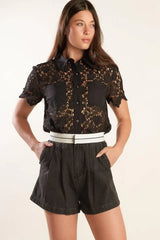 DREAM OF THE FLEET WOVEN LACE TOP - Flying Tomato - Flyclothing LLC