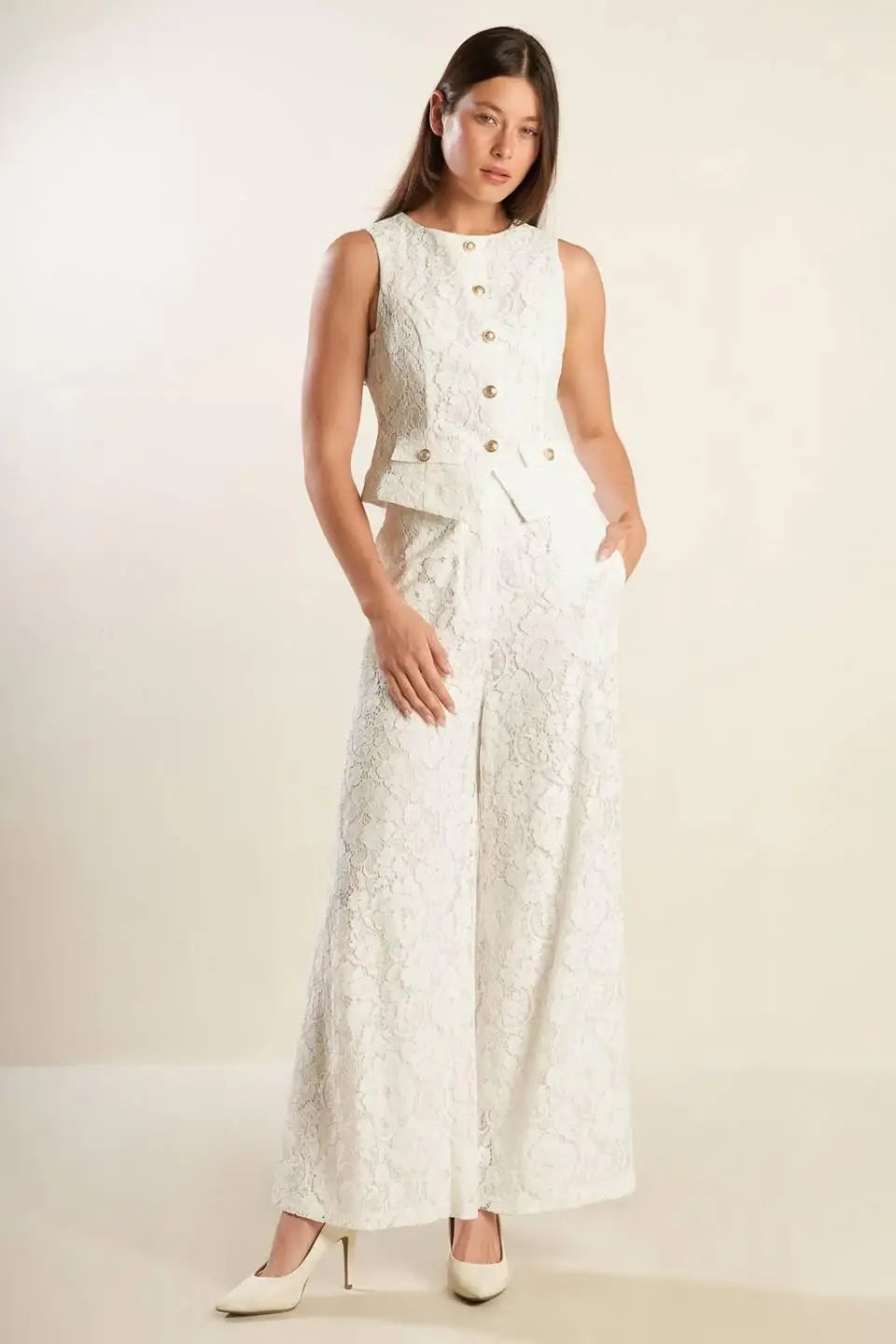THINK LATER WOVEN LACE VEST - Flying Tomato - Flyclothing LLC