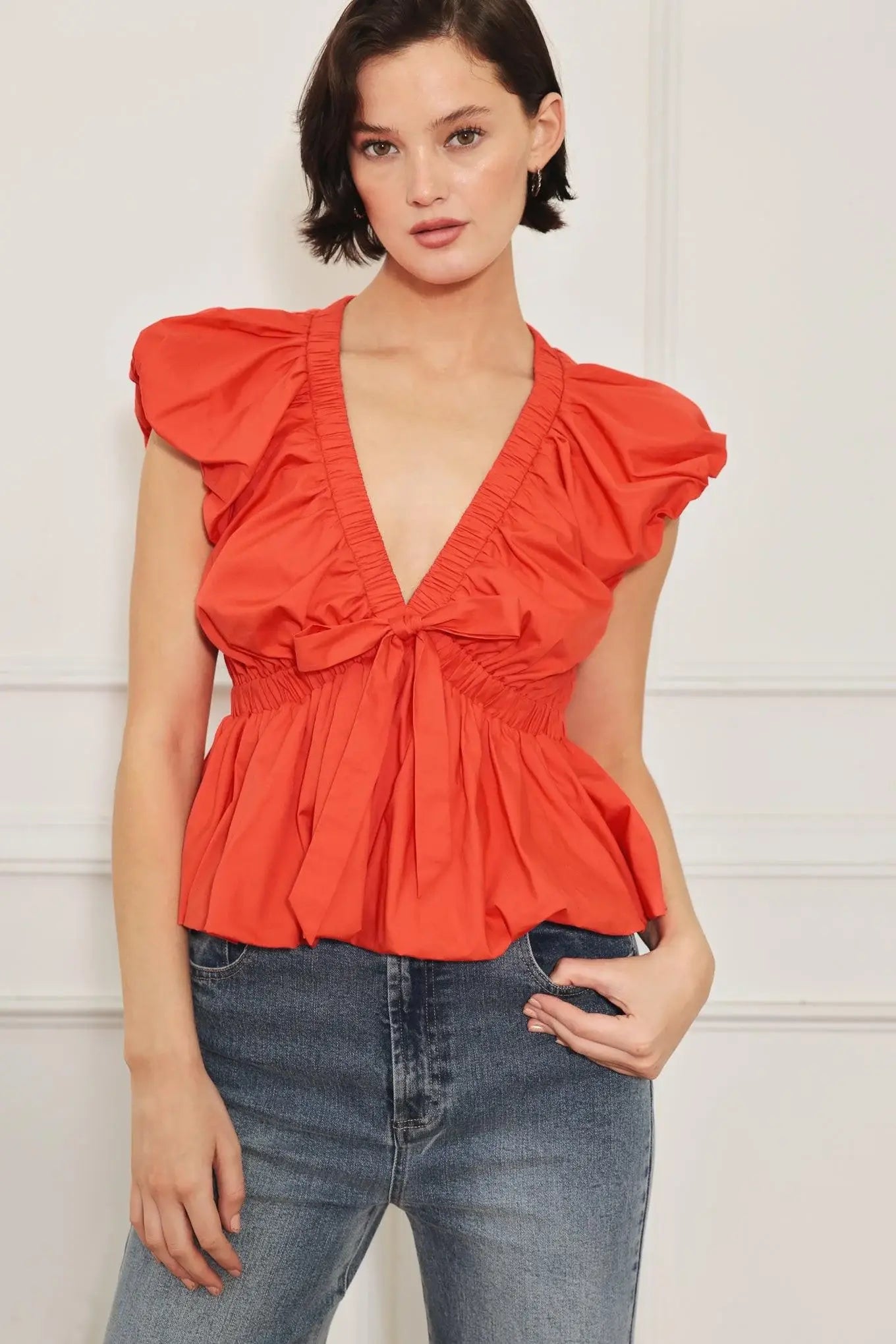 SCARLET COUNTRY GIRL WOVEN TOP - Flying Tomato - Flyclothing LLC