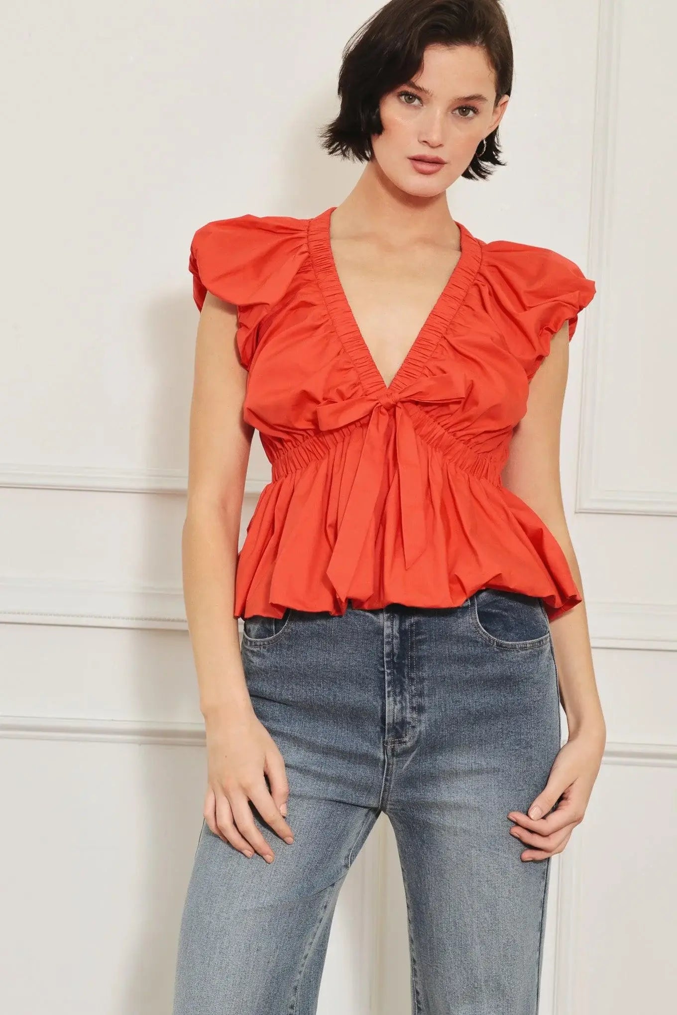 SCARLET COUNTRY GIRL WOVEN TOP - Flying Tomato - Flyclothing LLC
