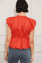 SCARLET COUNTRY GIRL WOVEN TOP - Flying Tomato - Flyclothing LLC