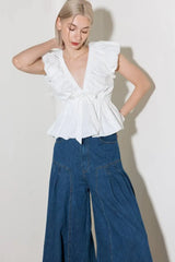 SLOW DOWN IN WHITE WOVEN TOP - Flying Tomato - Flyclothing LLC