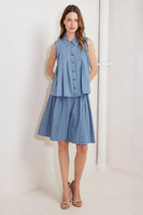 SERENITY HILL CHAMBRAY TOP - Flying Tomato - Flyclothing LLC
