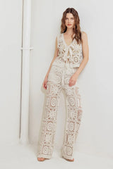 COASTAL BREEZE CROCHET VEST AND PANT SET - Flying Tomato - Flyclothing LLC