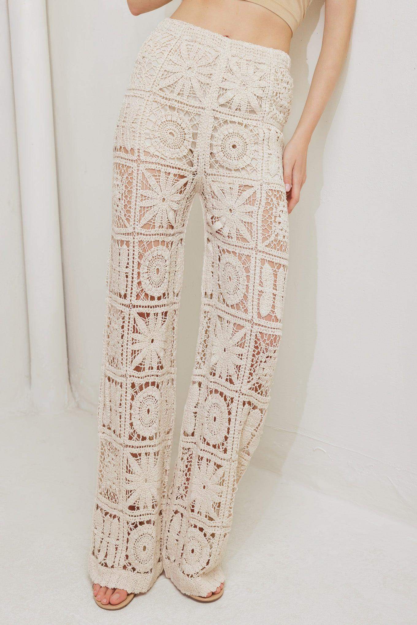 COASTAL BREEZE CROCHET VEST AND PANT SET - Flying Tomato - Flyclothing LLC