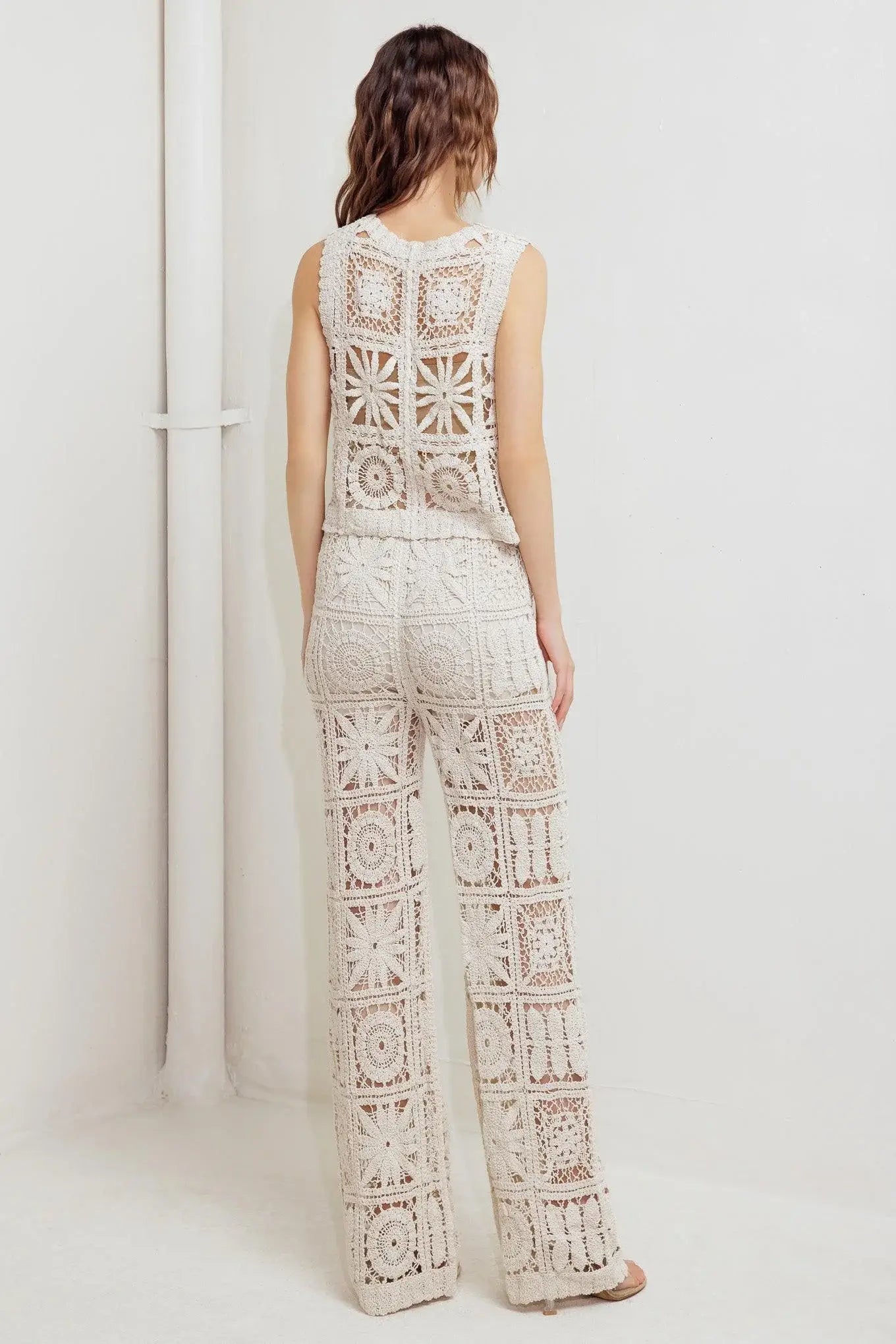 COASTAL BREEZE CROCHET VEST AND PANT SET - Flying Tomato - Flyclothing LLC