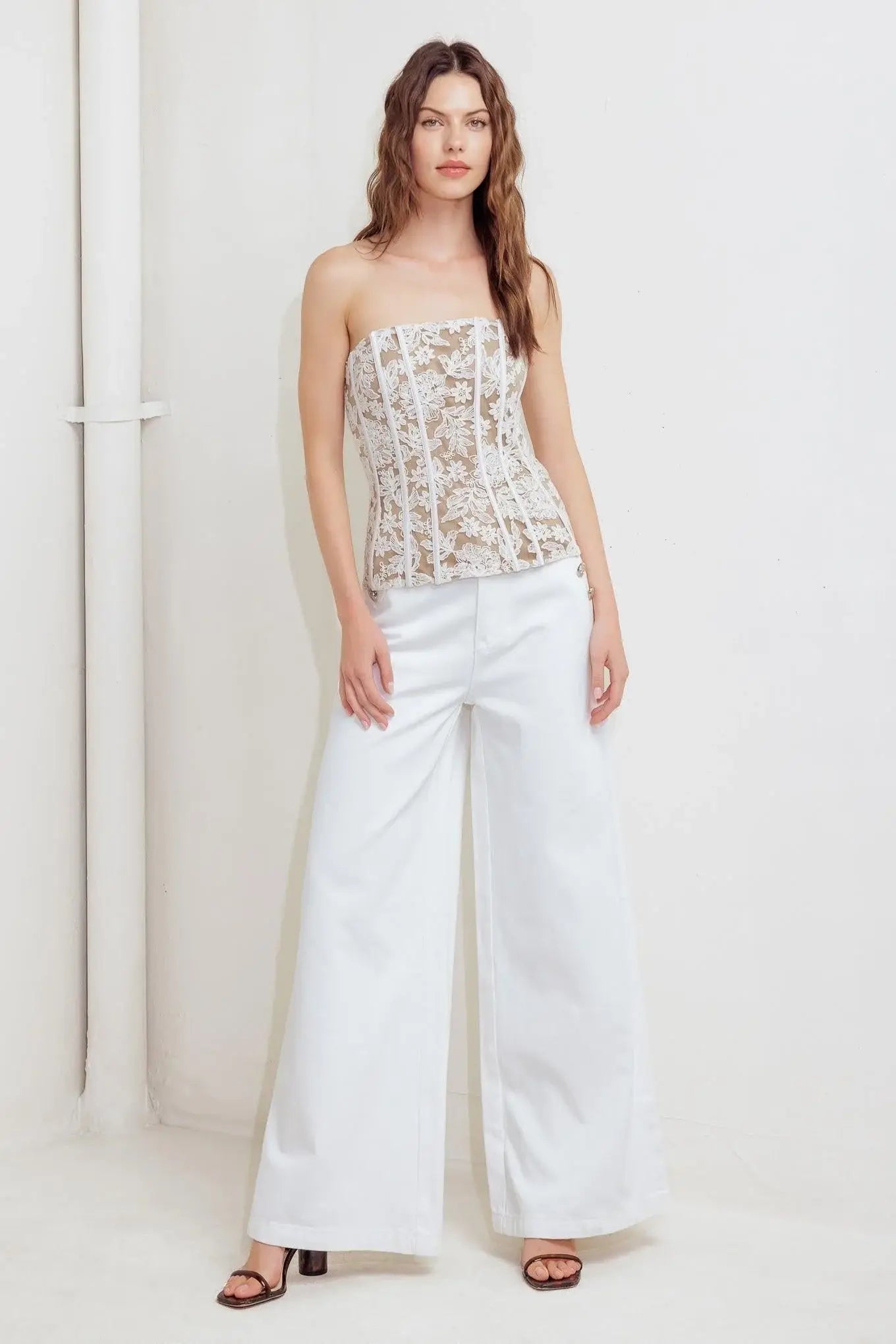 CAFE SOCIETY LOOK WOVEN LACE TOP - Flying Tomato - Flyclothing LLC