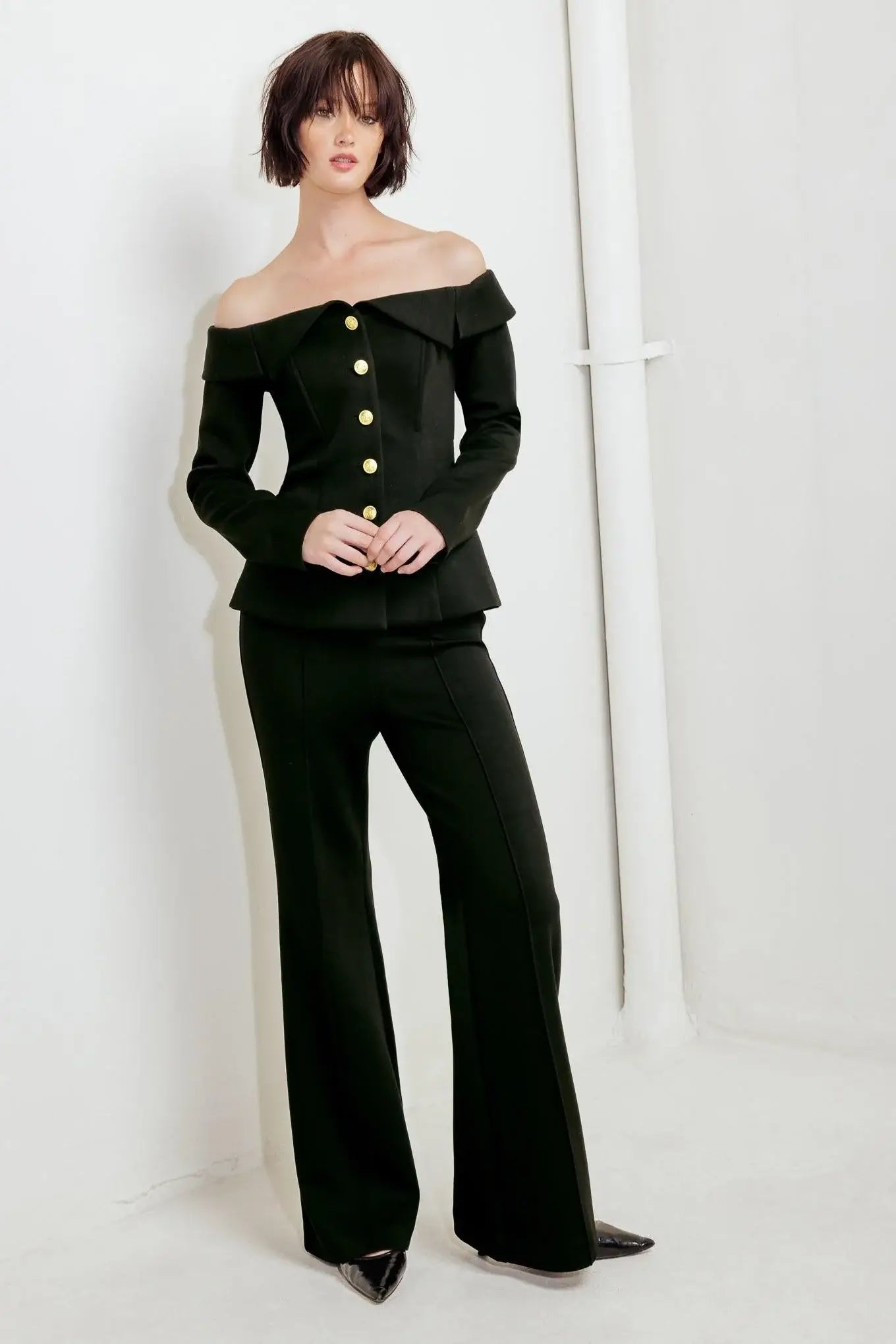 MODERN FLOW BLACK WOVEN TOP - Flying Tomato - Flyclothing LLC