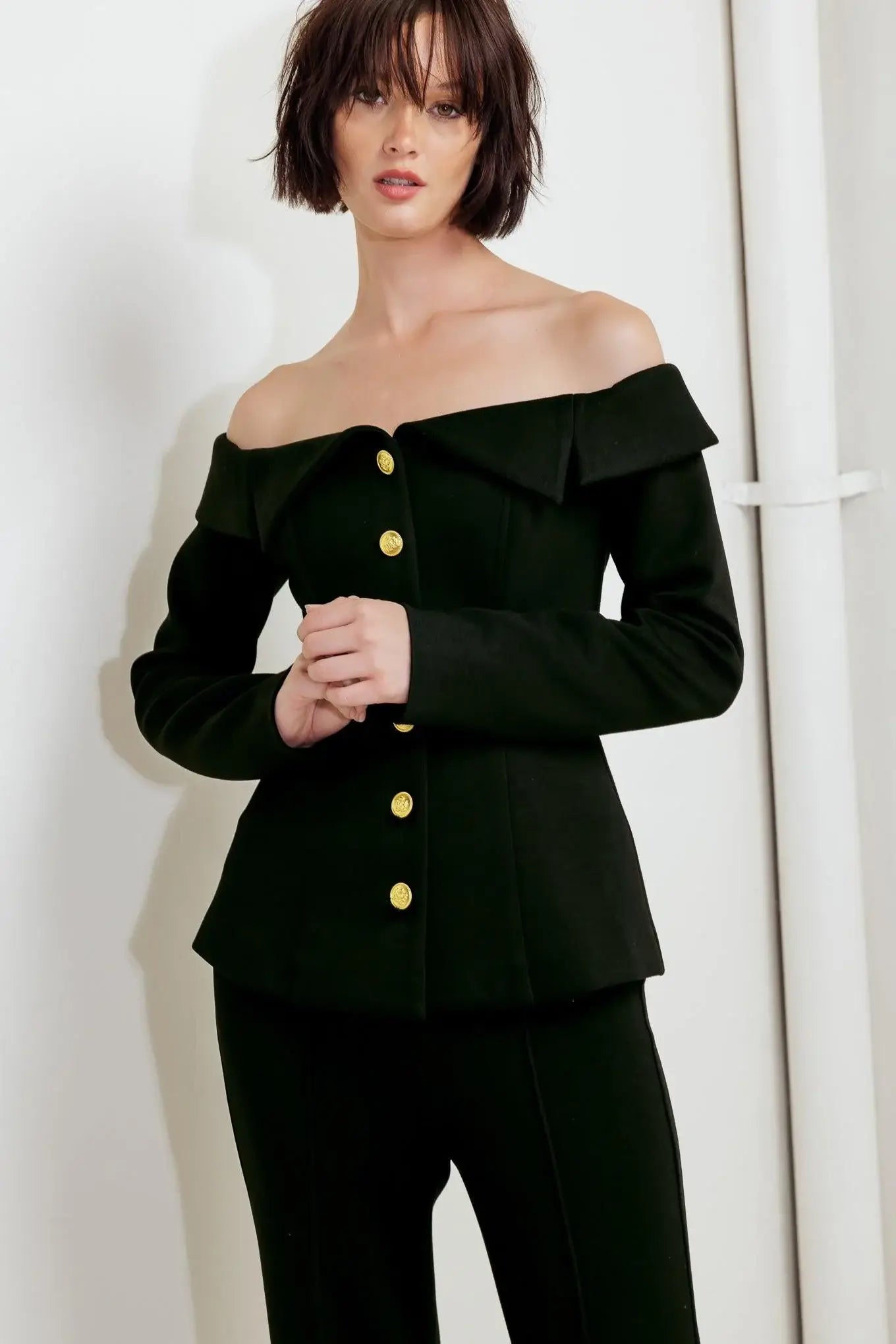 MODERN FLOW BLACK WOVEN TOP - Flying Tomato - Flyclothing LLC