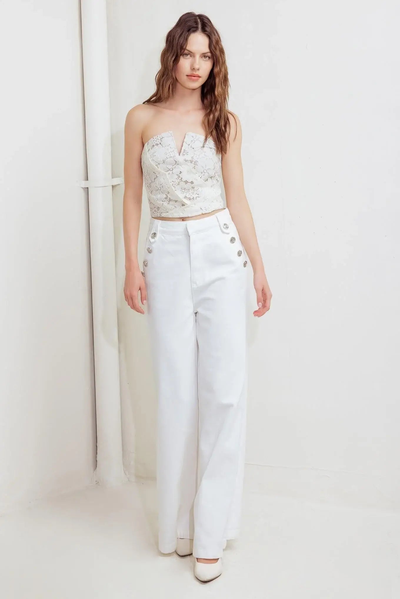 CHANTILLY FLAIR WOVEN LACE TUBE TOP - Flying Tomato - Flyclothing LLC