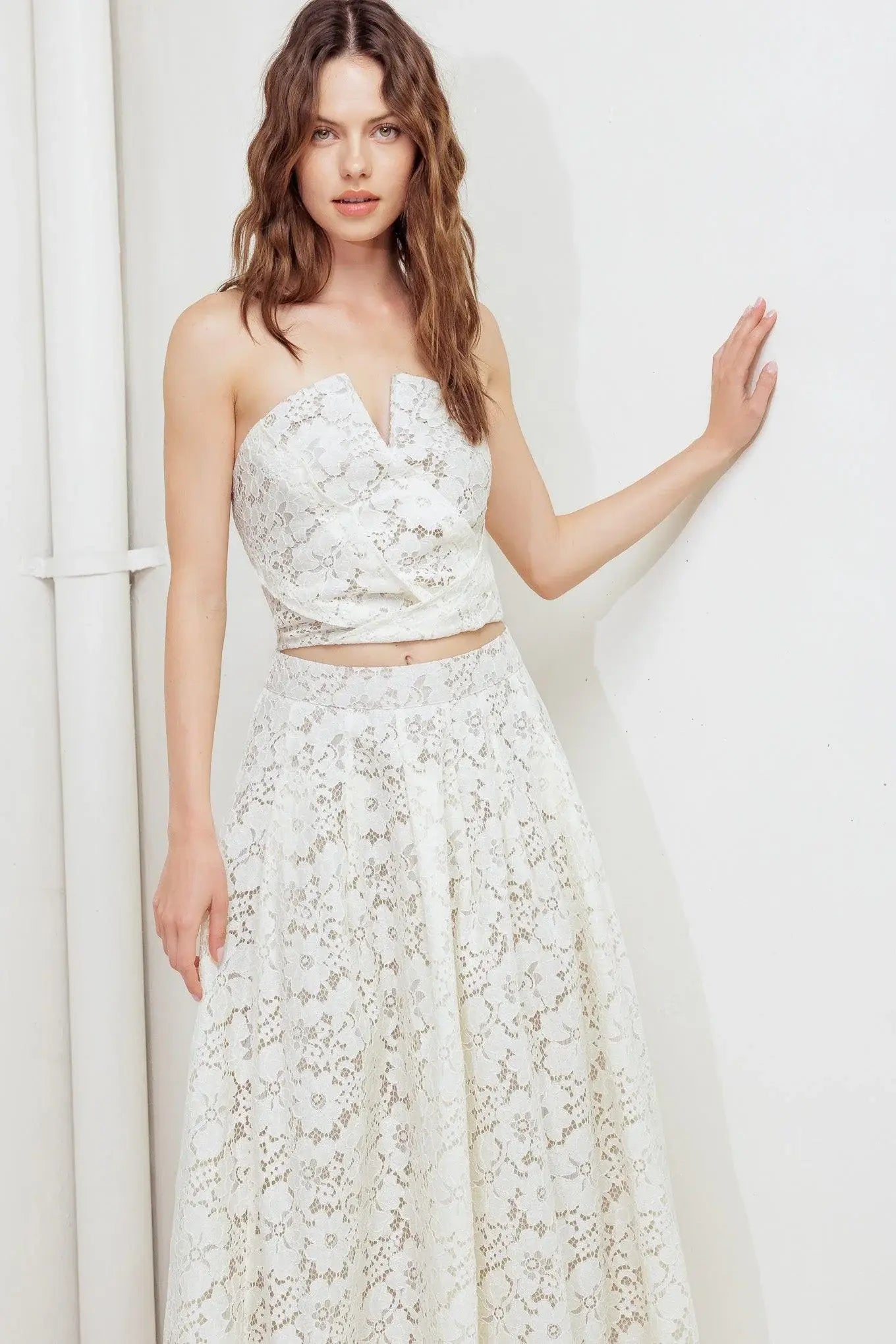 CHANTILLY FLAIR WOVEN LACE TUBE TOP - Flying Tomato - Flyclothing LLC