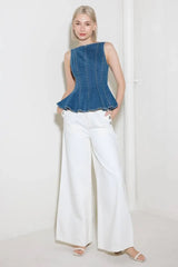 ENDURING SPARK BLUE DENIM TOP - Flying Tomato - Flyclothing LLC