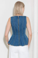 ENDURING SPARK BLUE DENIM TOP - Flying Tomato - Flyclothing LLC