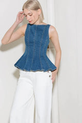 ENDURING SPARK BLUE DENIM TOP - Flying Tomato - Flyclothing LLC