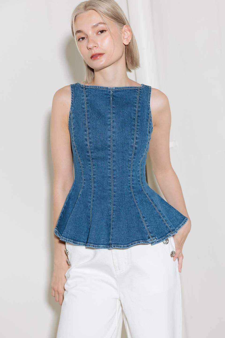 ENDURING SPARK BLUE DENIM TOP - Flying Tomato - Flyclothing LLC