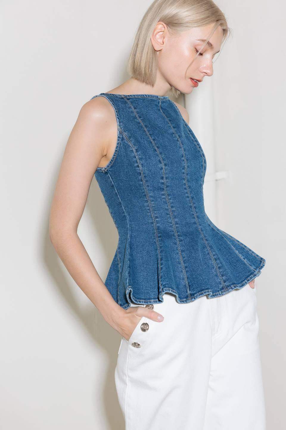 ENDURING SPARK BLUE DENIM TOP - Flying Tomato - Flyclothing LLC