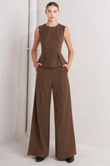 MONDAY FLOW BROWN WOVEN TOP - Flying Tomato - Flyclothing LLC