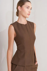 MONDAY FLOW BROWN WOVEN TOP - Flying Tomato - Flyclothing LLC