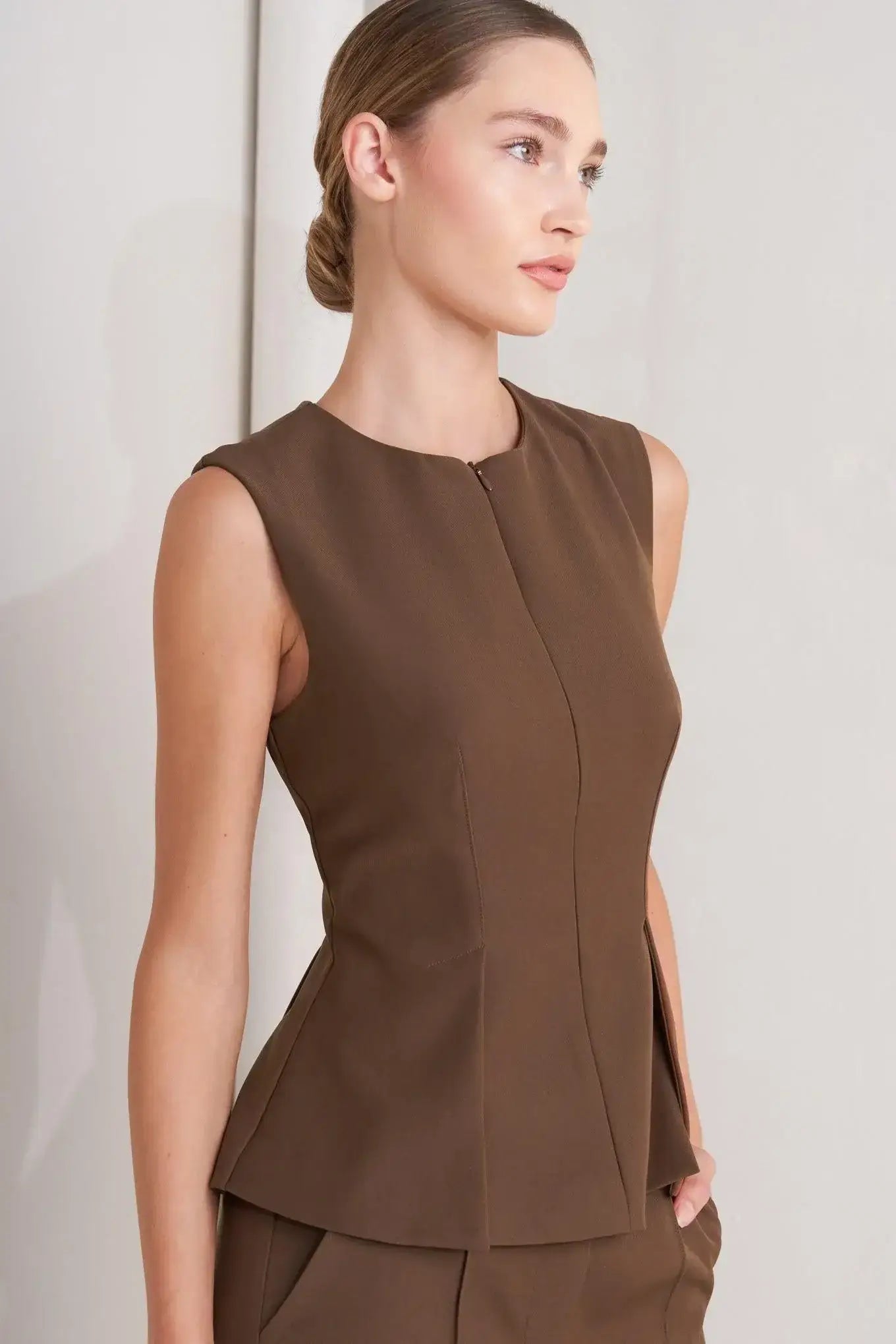 MONDAY FLOW BROWN WOVEN TOP - Flying Tomato - Flyclothing LLC