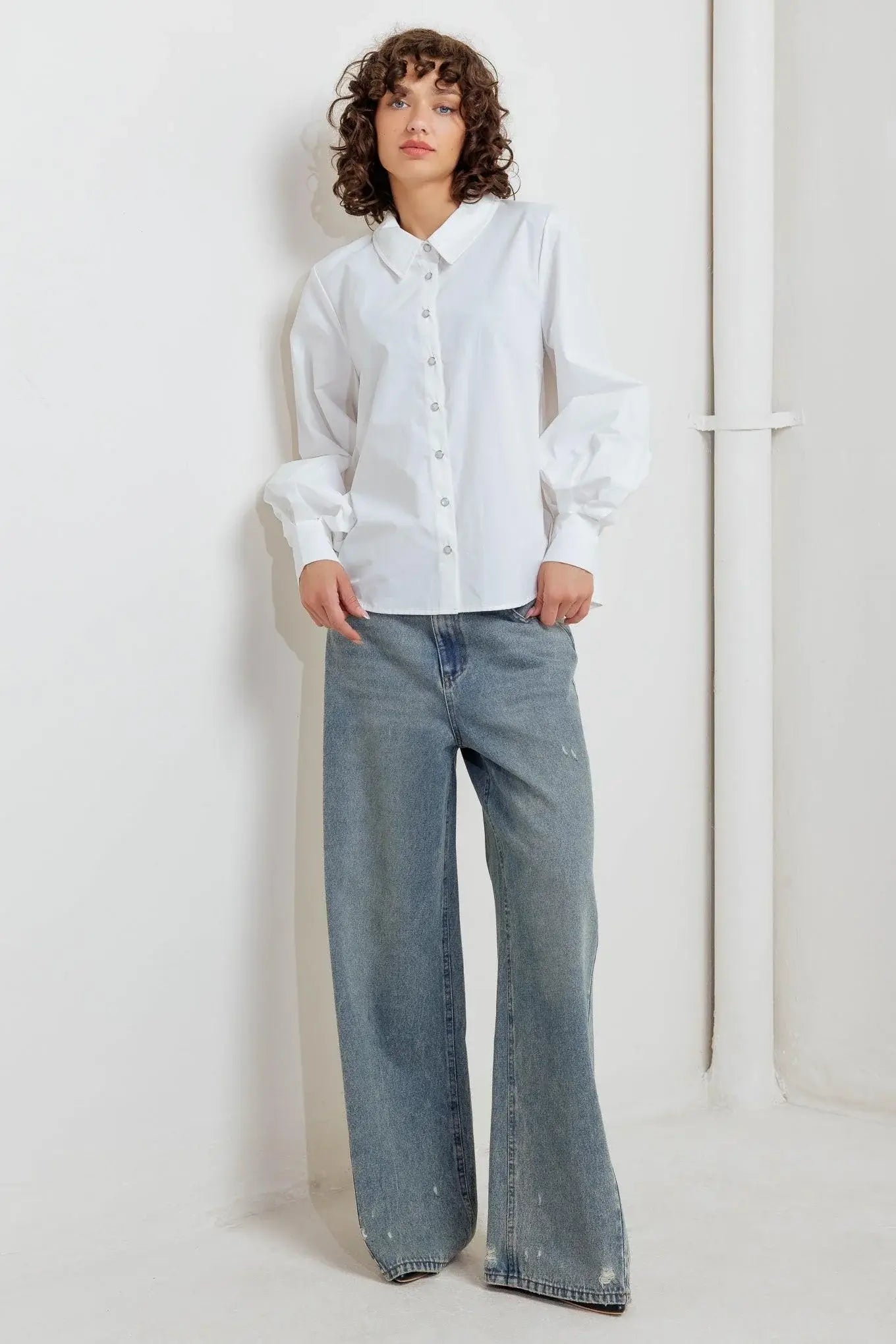 WHITE NOISE SOLID WOVEN TOP - Flying Tomato - Flyclothing LLC
