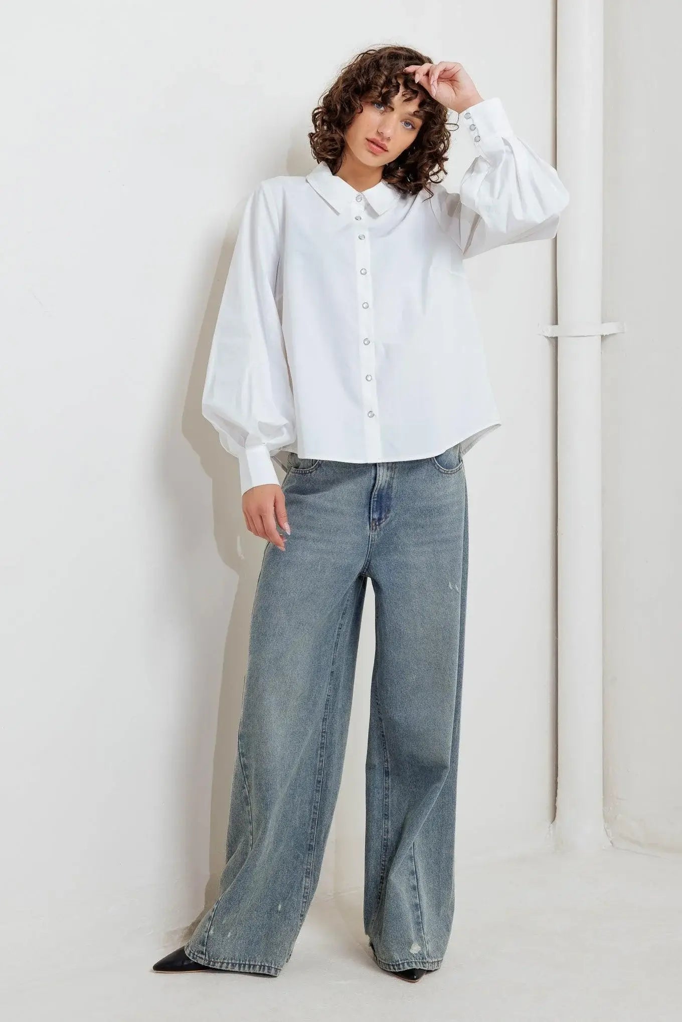 WHITE NOISE SOLID WOVEN TOP - Flying Tomato - Flyclothing LLC