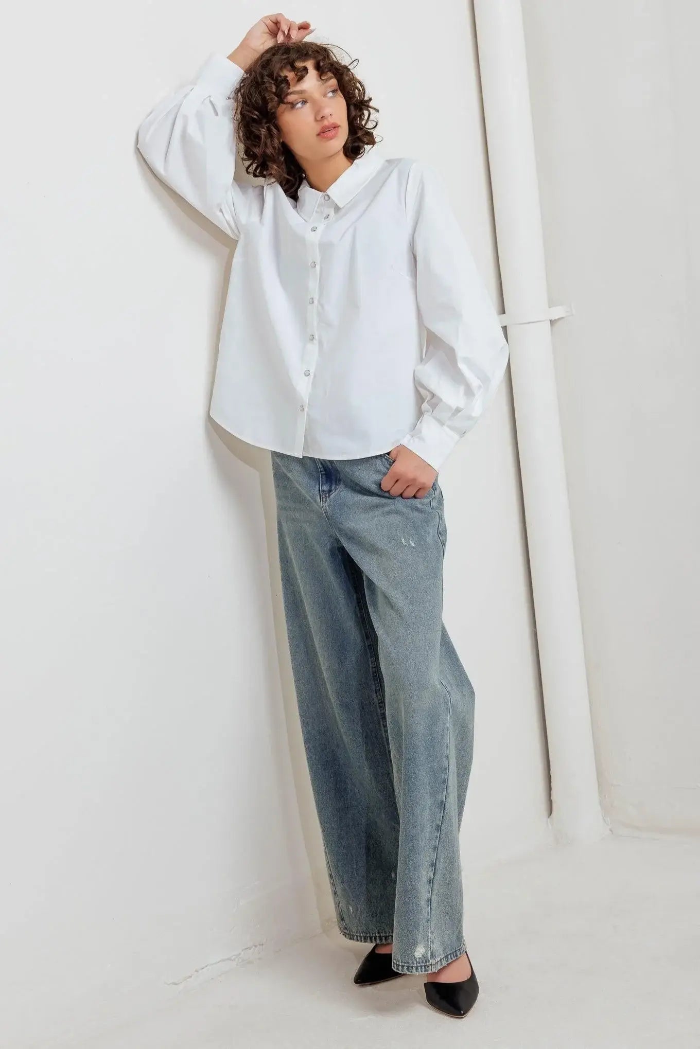 WHITE NOISE SOLID WOVEN TOP - Flying Tomato - Flyclothing LLC