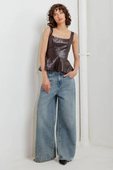 URBAN CHIC MINIMALISM FAUX LEATHER TOP - Flying Tomato - Flyclothing LLC